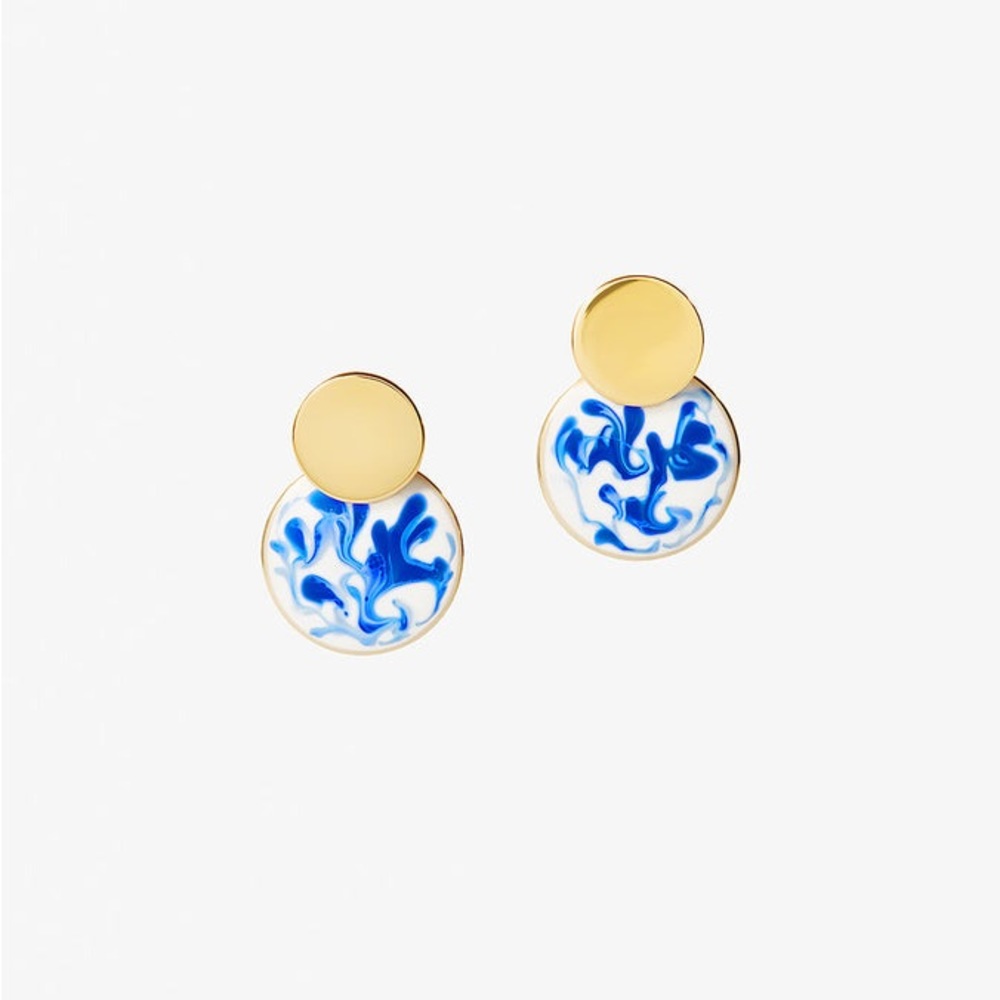 Ana Luisa mini Kinoko marble blue earrings